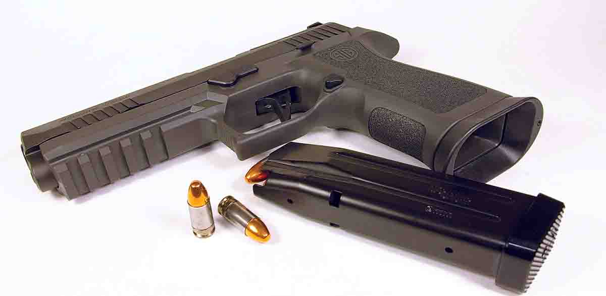 A SIG Sauer Legion P320 XFive 9mm Luger was also used to test various loads with Shell Shock cases.